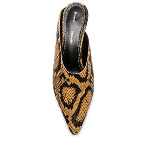 Proenza Schouler python mules kitten heels